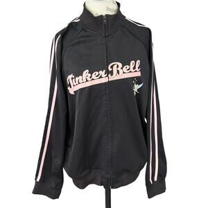 Disney store tinkerbell pink black athletic full zip jacket women’s size xxl